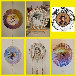 Colorful Wind Spinners with Crystal Accents